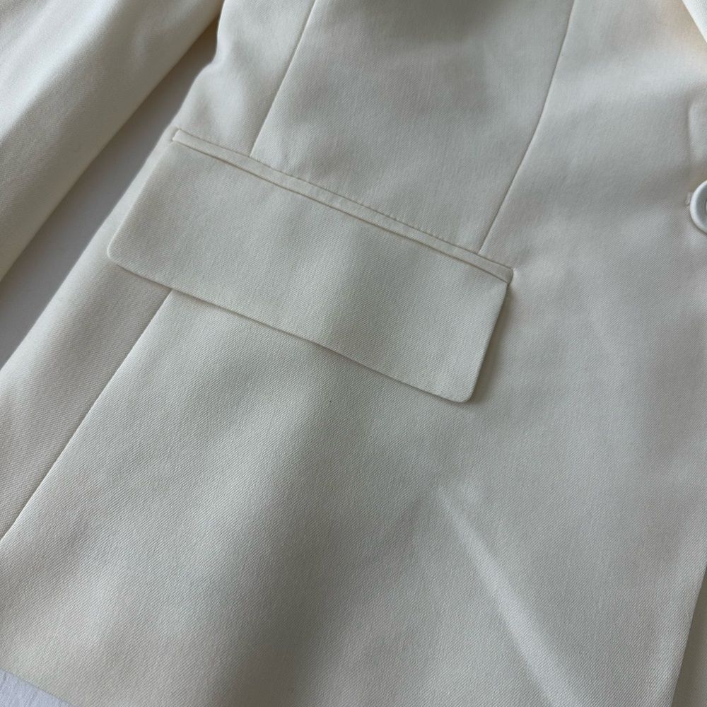 Austin Reed Cream Blazer Wool Blend Single Button Jacket Sz 8 P - Picture 3 of 8
